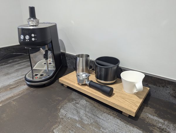 20cm depth oak riser with coffee machine parts and coffee machine