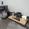 20cm depth oak riser with coffee machine parts and coffee machine