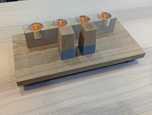 20cm depth oak riser on dining table