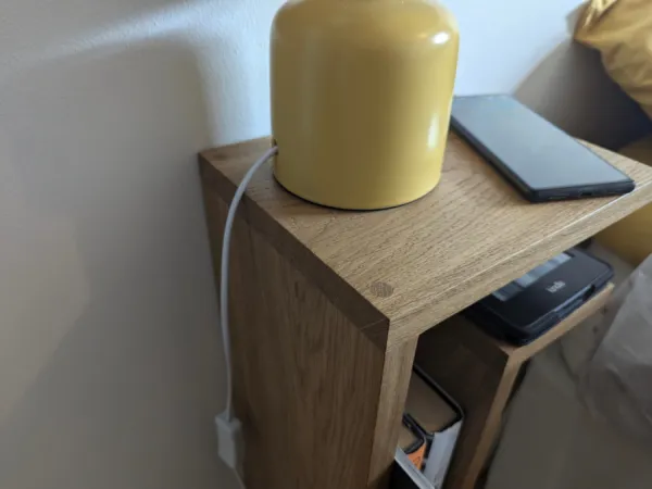 Solid Oak Floating Bedside Table closeup