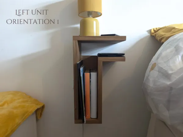 Solid Oak Floating Bedside Table Left unit orientation 1