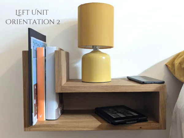 Solid Oak Floating Bedside Table Left unit orientation 2