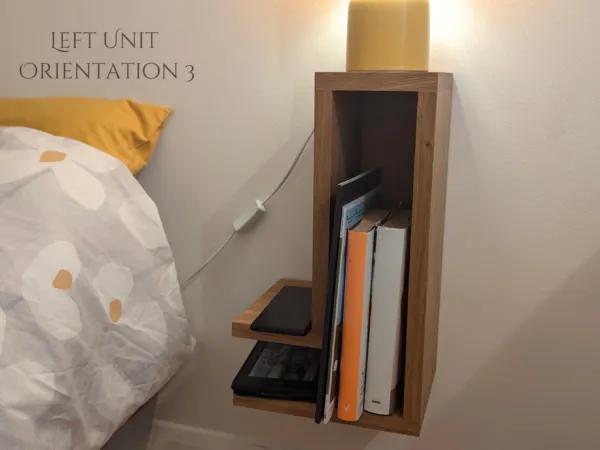Solid Oak Floating Bedside Table Left unit orientation 3