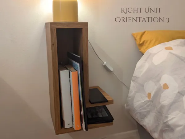 Solid Oak Floating Bedside Table Right unit orientation 3