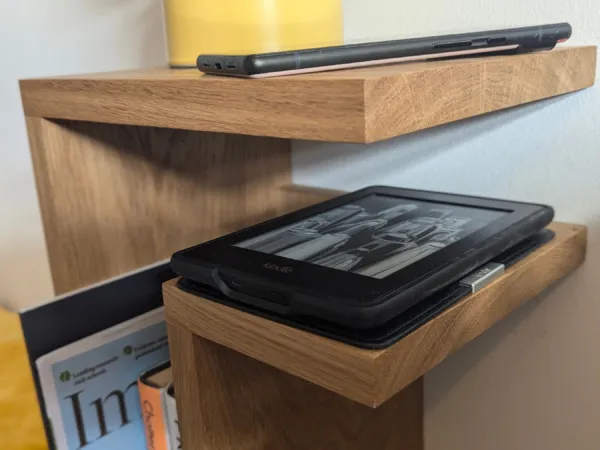 Solid Oak Floating Bedside Table closeup