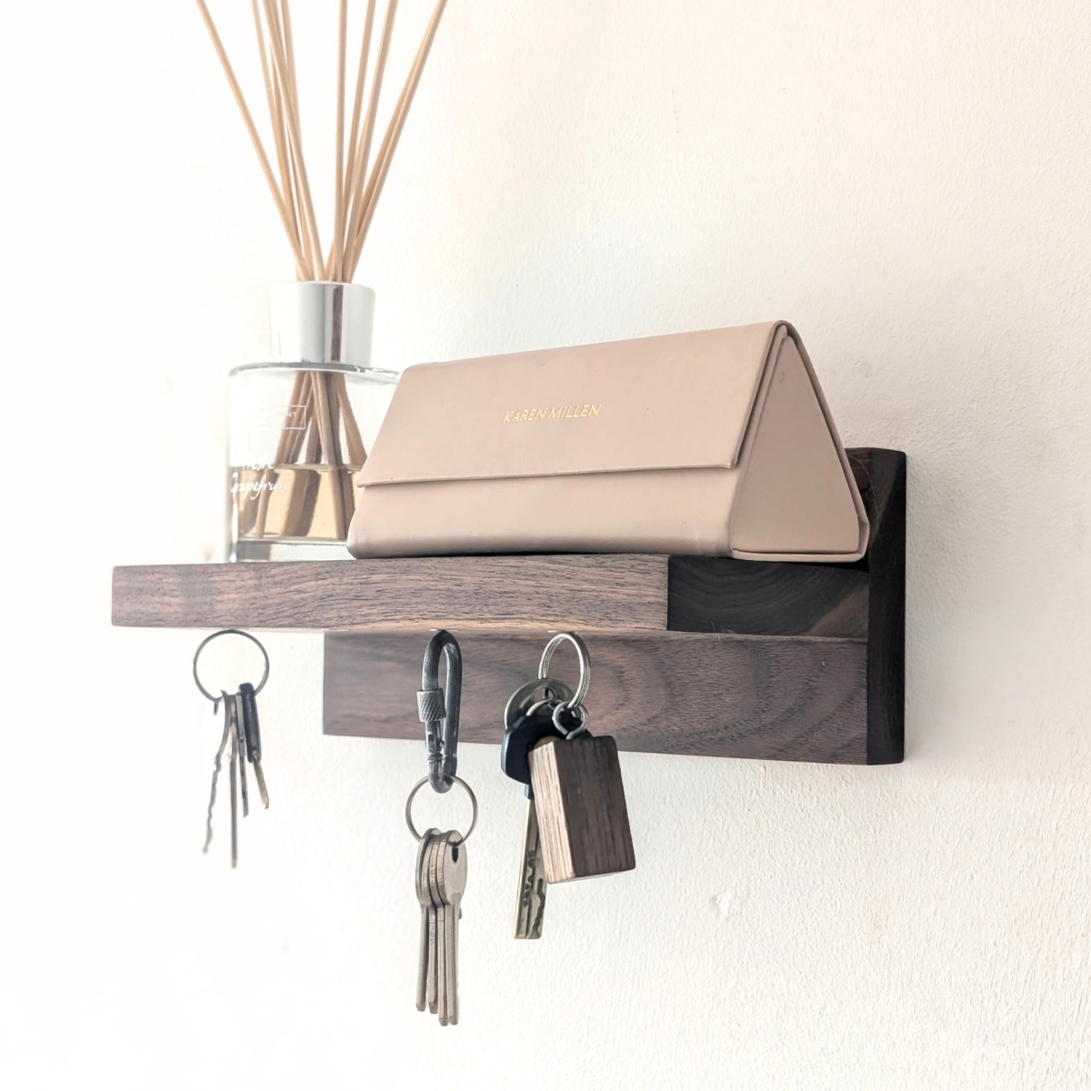 Black Walnut Key shelf - angled view