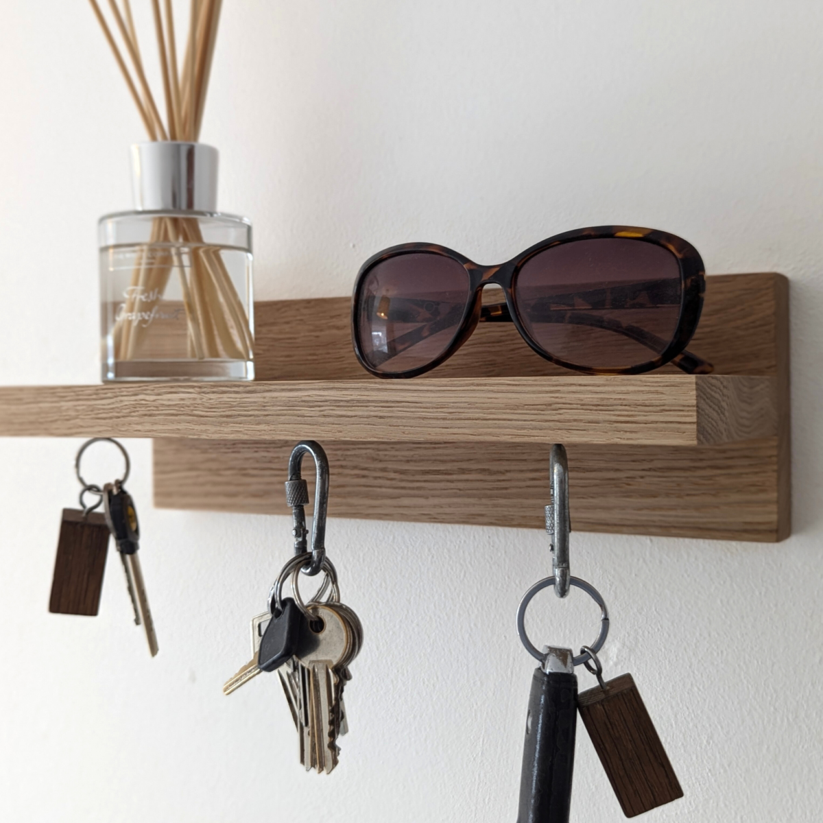 Solid Oak Key shelf - angled image