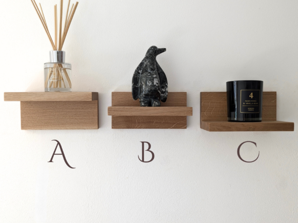 Solid Oak Floating Shelves - 3 Styles - ABC