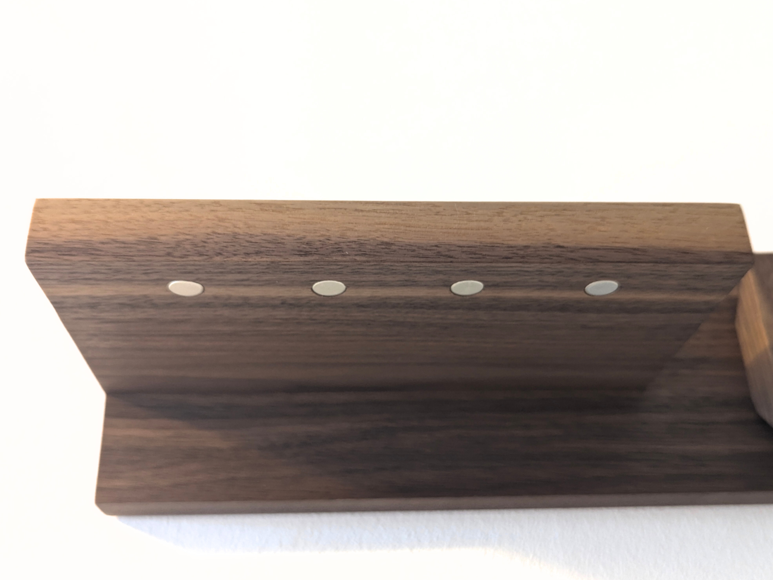 Solid Black Walnut Coat Rack With Shelf & Key Holders - magnets view