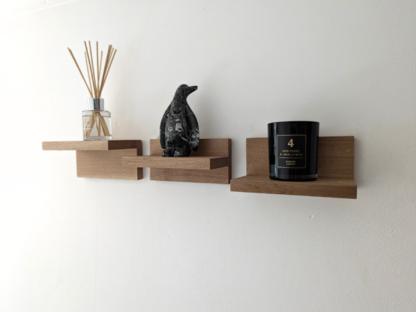 Solid Oak Floating Shelves - 3 Styles - angled image 2