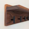Modern Black Walnut Coat Rack With Shelf - closeup view