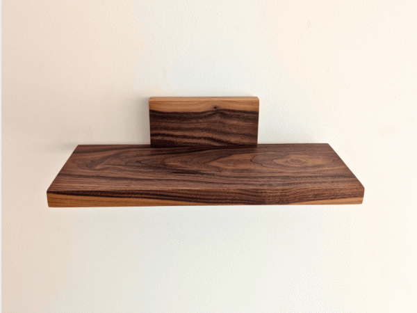 Solid Black Walnut Small Floating Shelf - straight image close up no ornaments