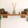 Modern Solid Oak Scandi Floating Shelf straight on image with ornaments