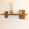 Modern Solid Oak Scandi Floating Shelf angled image with ornaments