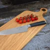 Solid Oak Chopping Board with tomatoes and knife
