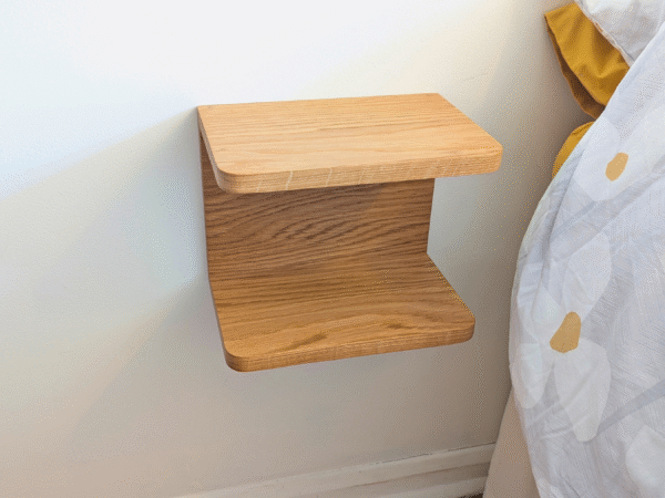 Solid Oak Floating Bedside Shelf - no items angled image