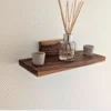Scandi Inspired walnut Shelf angled image with ornaments