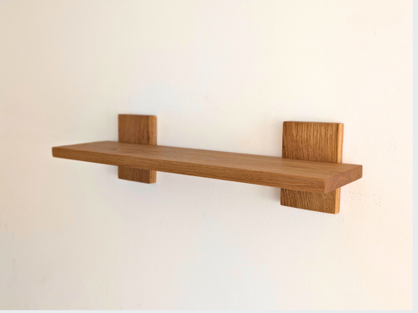 Modern Solid Oak Scandi Floating Shelf angled image noornaments