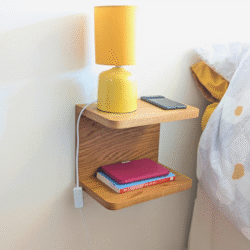 Solid Oak Floating Bedside Shelf angled image from distance