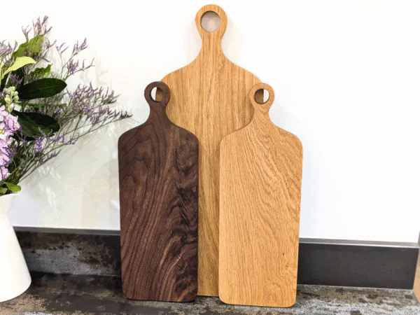 Solid Oak & Black Walnut Chopping Boards - image standing up