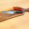 Black Walnut Romeo cutting board with knife, bowl and tomatoes