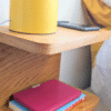 Solid Oak Floating Bedside Shelf angled closeup