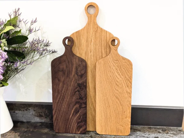 Solid Oak & Black Walnut Chopping Boards - image standing up