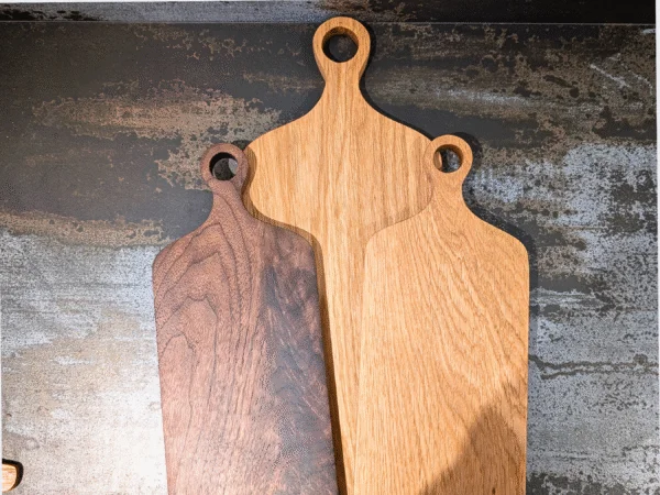 Solid Oak & Black Walnut Chopping Boards - laying on kitchen worktop