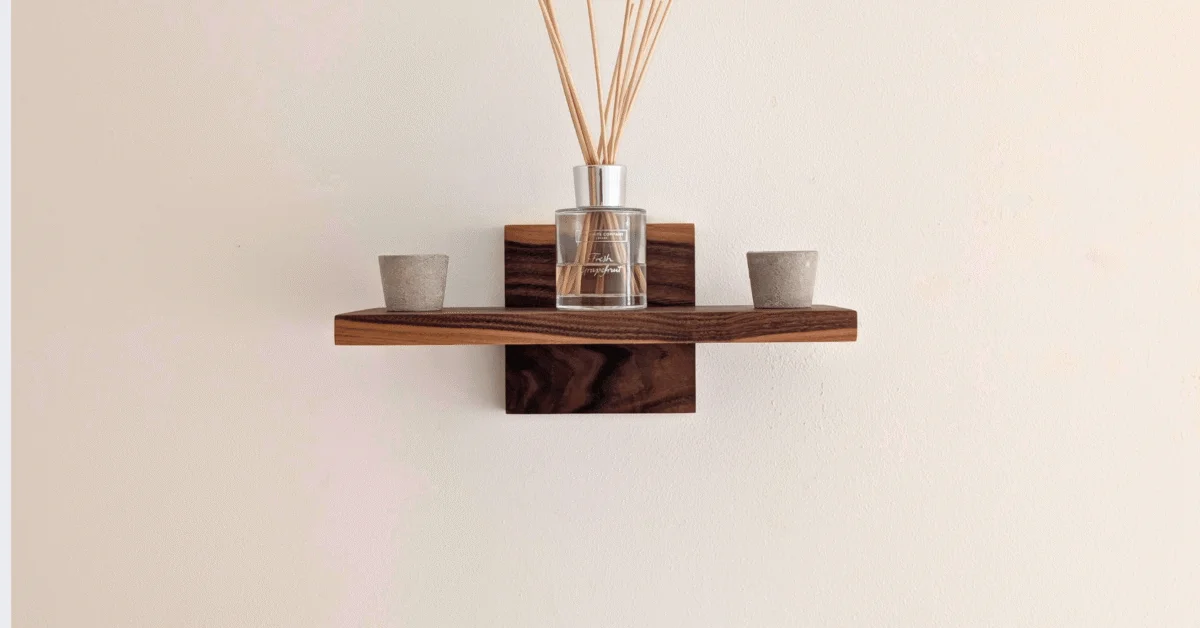 Solid Black Walnut Small Scandi Floating Shelf