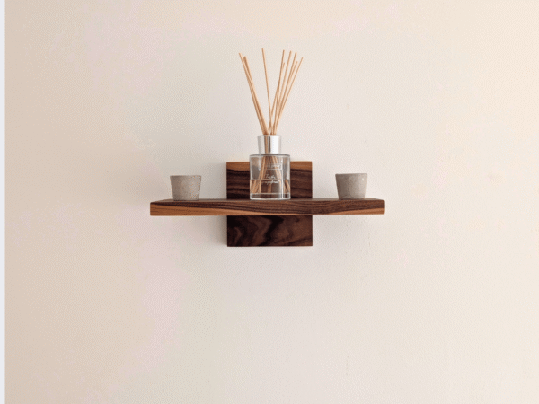 Black walnut Plant, Candle, Ornament Shelf straight image