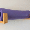 Solid Oak yoga mat hooks - wall mounted far apart, angled image