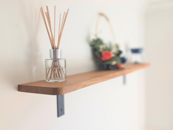120cm oak wall mounted shelf 15cm depth