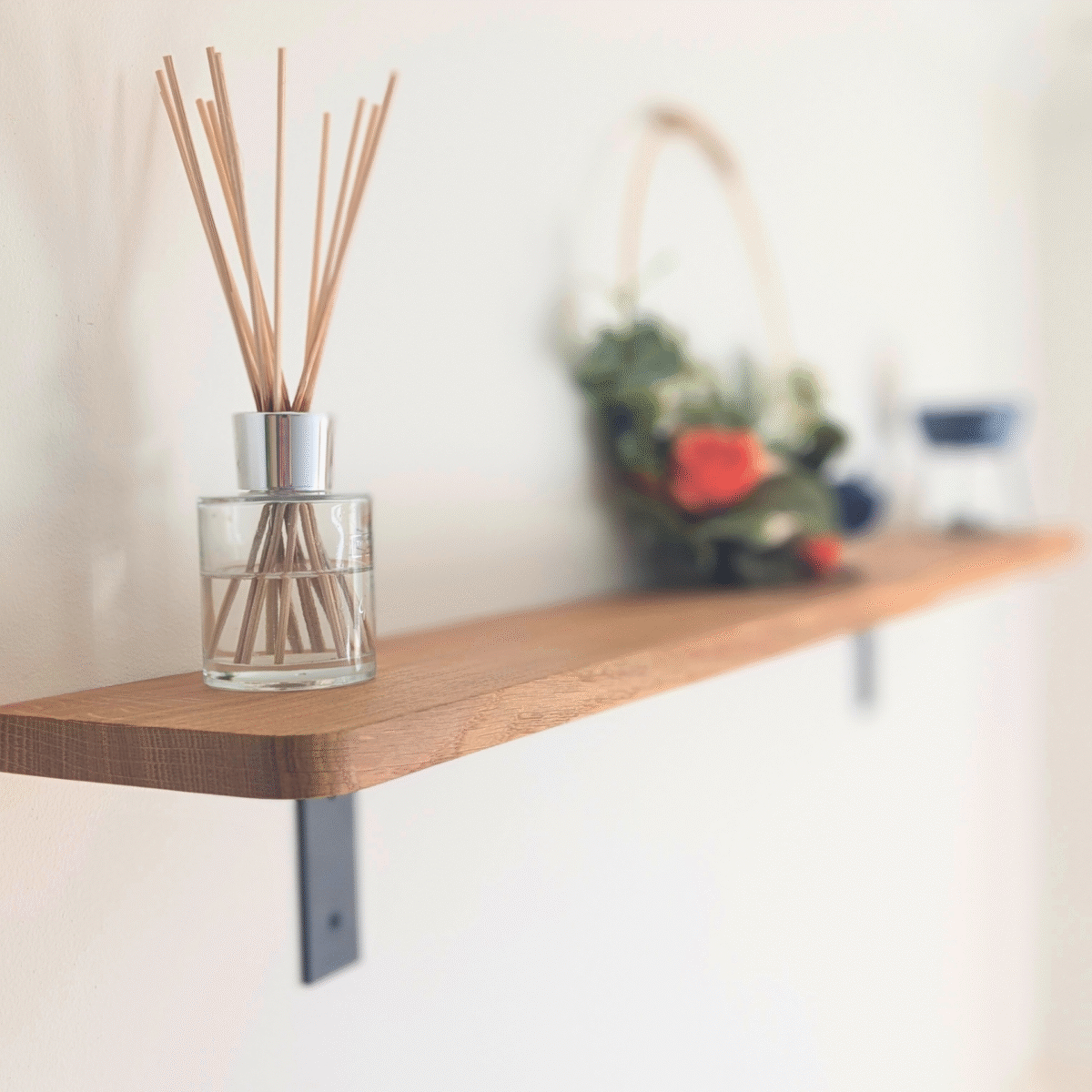 120cm oak wall mounted shelf 15cm depth