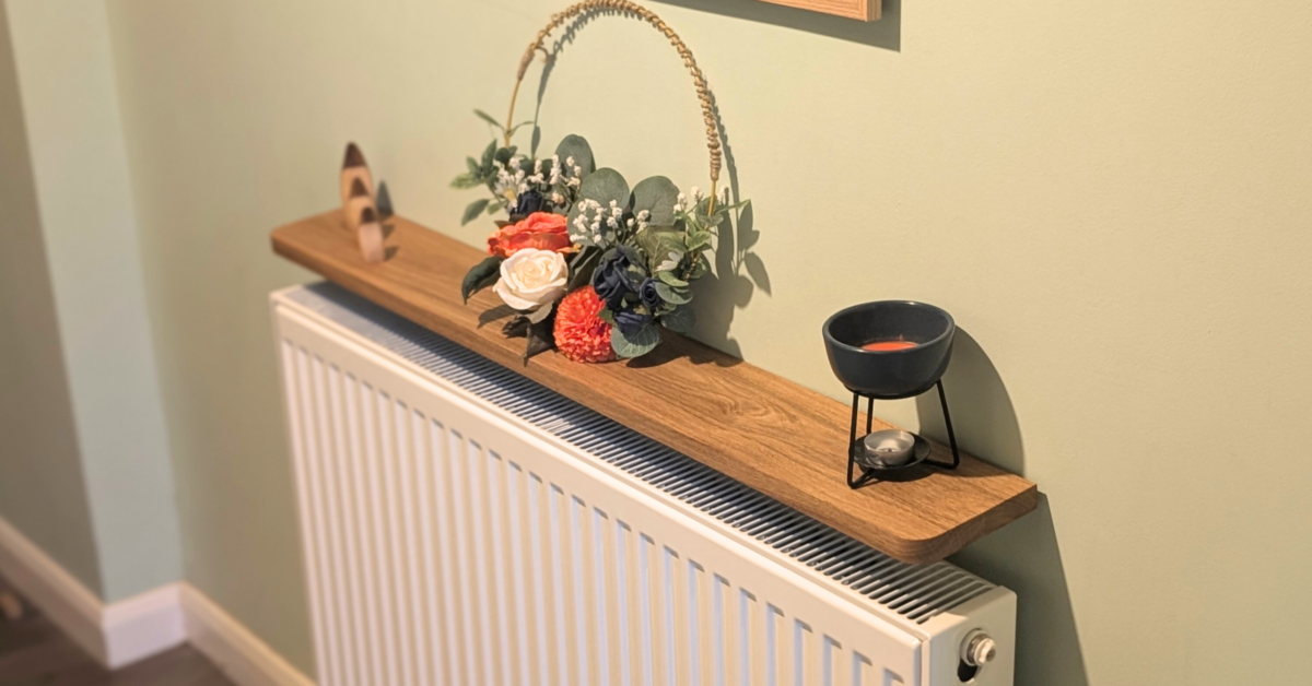 No-Drill Solid Oak Radiator Shelf – 13cm Depth