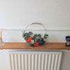 Oak radiator shelf with cast iron brackets