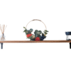 oak shelf with ornaments