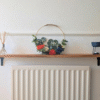 Oak radiator shelf with cast iron brackets