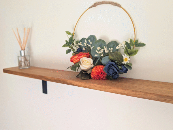 100cm oak wall mounted shelf 20cm depth