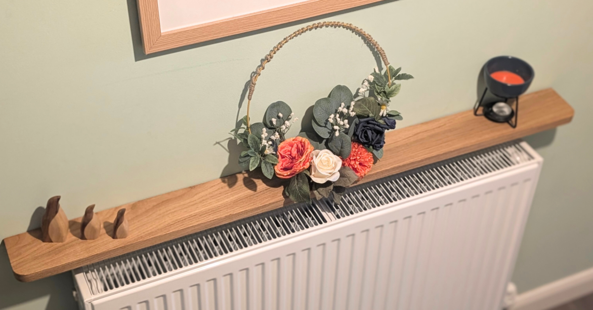 No-Drill Solid Oak Radiator Shelf – 10cm Depth