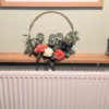 120cm no drill oak radiator shelf 10cm depth - angled image