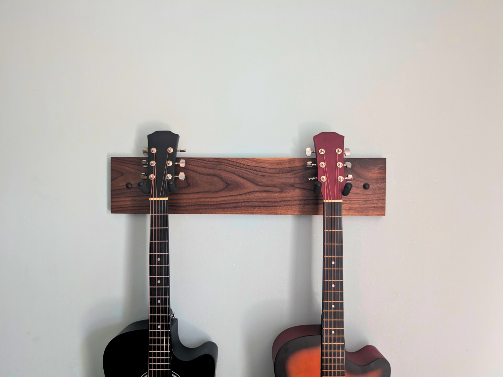Solid Black Walnut Single/Double/Triple Guitar Wall Mount 1 Solid Black Walnut Single/Double/Triple Guitar Wall Mount
