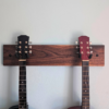 Solid Black Walnut Double Guitar Wall Mount - straight image