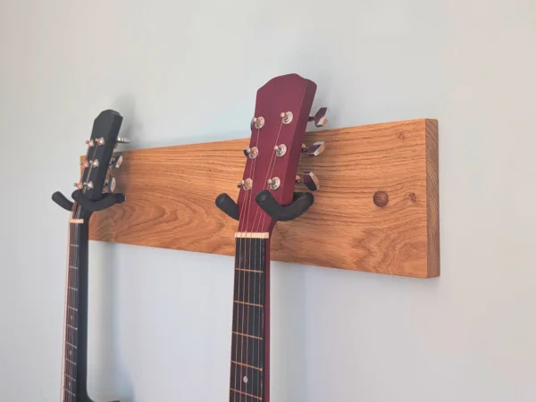 Solid Oak Single/Double/Triple Guitar Wall Mount - angled image