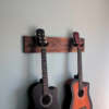 Solid Black Walnut Double Guitar Wall Mount - angled image