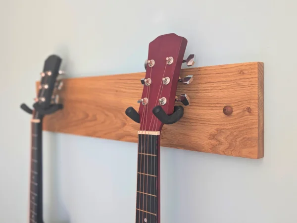 Solid Oak Single/Double/Triple Guitar Wall Mount - angled image