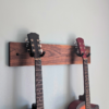 Solid Black Walnut Double Guitar Wall Mount - angled image