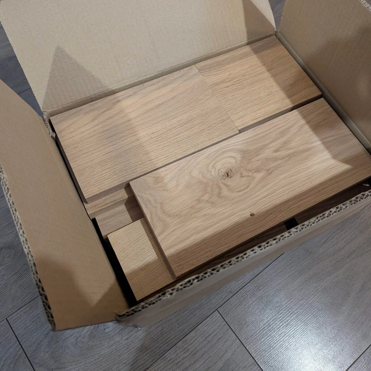 Box of Solid Oak Hardwood Offcuts