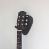 Solid Black Walnut Plectrum Guitar Mount - with guitar, angled image, closeup