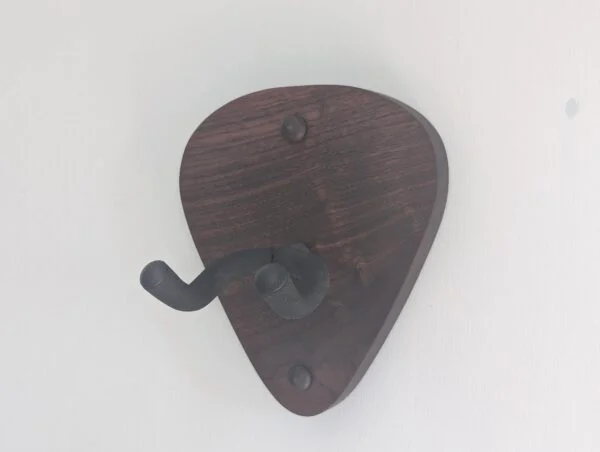 Solid Black Walnut Plectrum Guitar Mount - no guitar, angled image