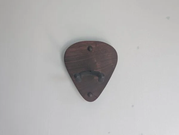Solid Black Walnut Plectrum Guitar Mount - no guitar, straight image